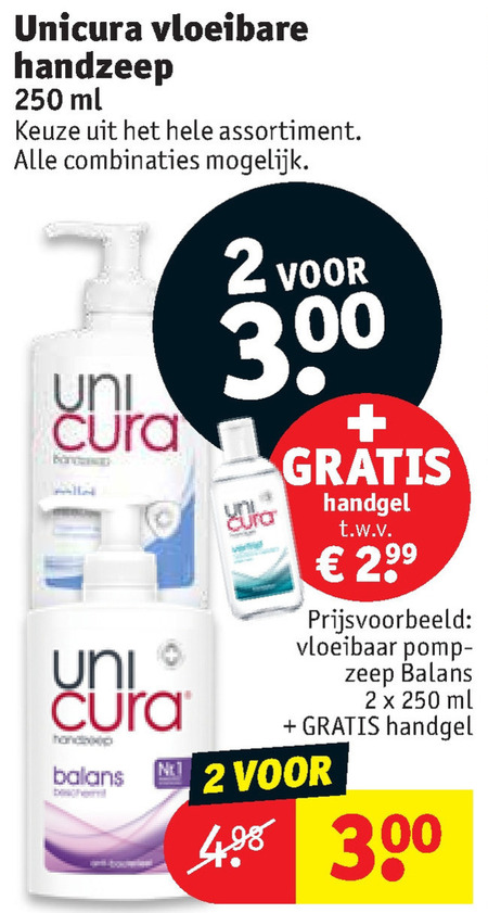 Unicura   handzeep folder aanbieding bij  Kruidvat - details