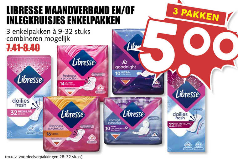 Libresse   inlegkruisjes, maandverband folder aanbieding bij  MCD Supermarkt Basis - details