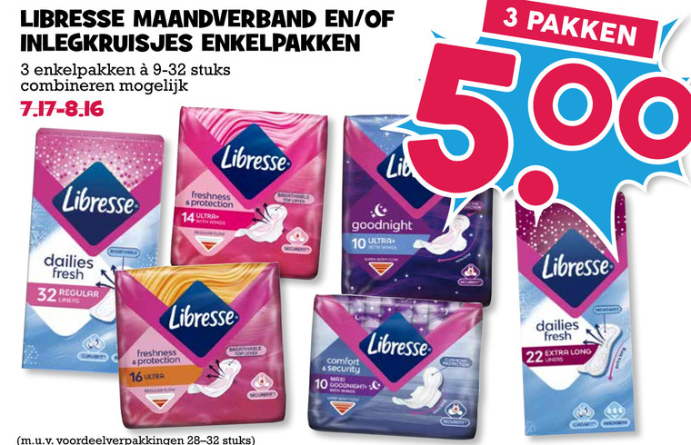 Libresse   maandverband, inlegkruisjes folder aanbieding bij  Boons Markt - details