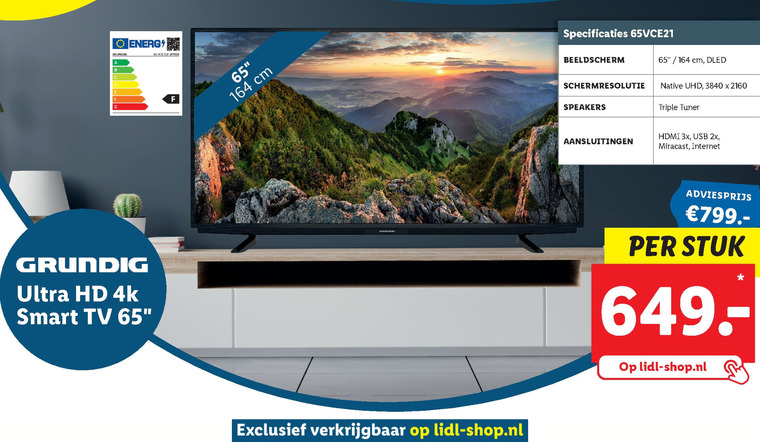 Grundig   4k ultrahd televisies folder aanbieding bij  Lidl - details