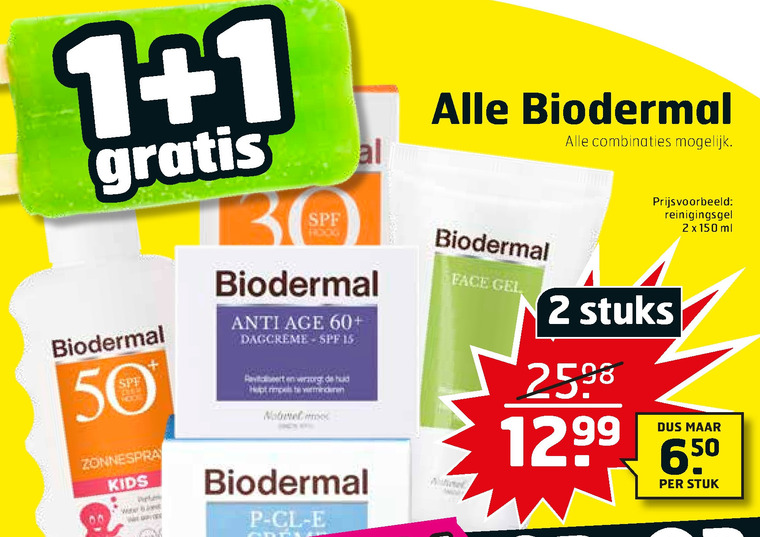 Biodermal   dagcreme, zonnebrandolie folder aanbieding bij  Trekpleister - details