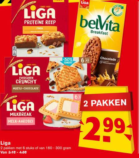 Liga   fruitbiscuit, melkbiscuit folder aanbieding bij  Hoogvliet - details