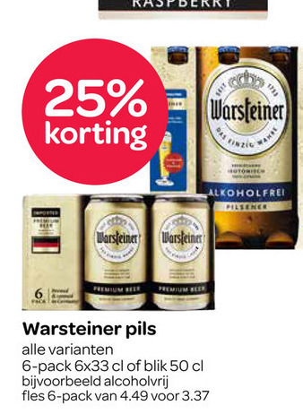 Warsteiner   alcoholvrij bier, blikje bier folder aanbieding bij  Spar - details