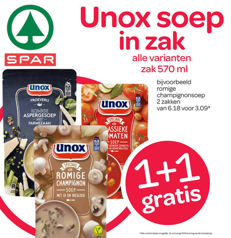 Unox   soep folder aanbieding bij  Spar - details