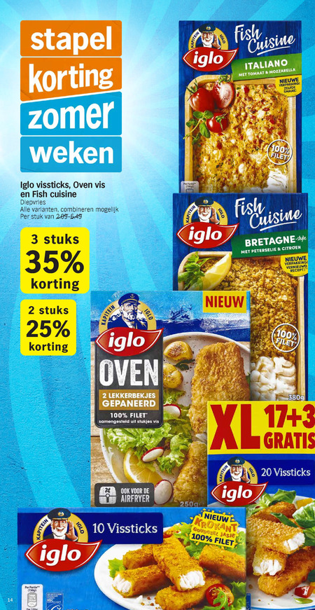 Iglo   vissticks, lekkerbekjes folder aanbieding bij  Albert Heijn - details