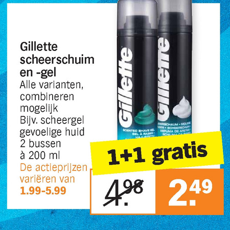 Gillette   scheergel, scheerschuim folder aanbieding bij  Albert Heijn - details