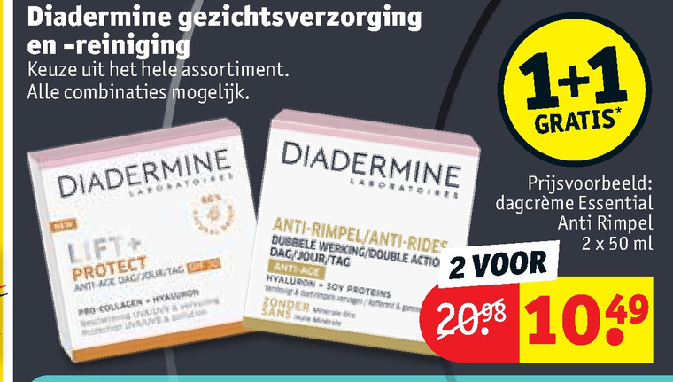 Diadermine   gezichtsreiniging, dagcreme folder aanbieding bij  Kruidvat - details