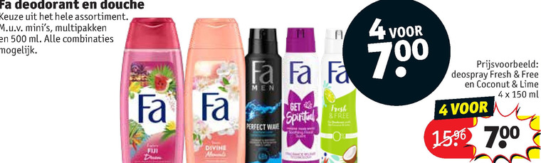 Fa   douchegel, deodorant folder aanbieding bij  Kruidvat - details