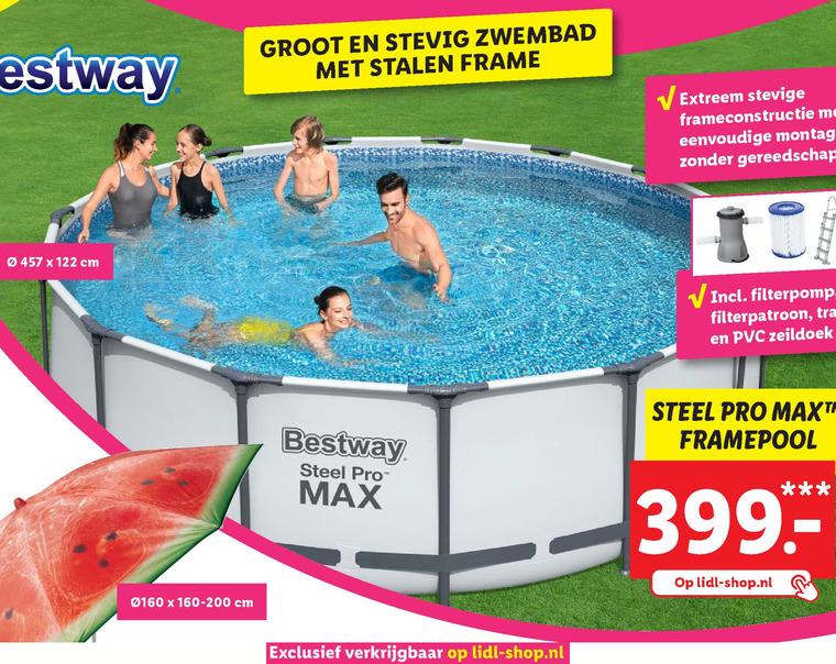 Bestway   framezwembad folder aanbieding bij  Lidl - details