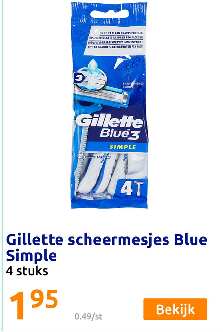 Gillette   scheermesjes folder aanbieding bij  Action - details