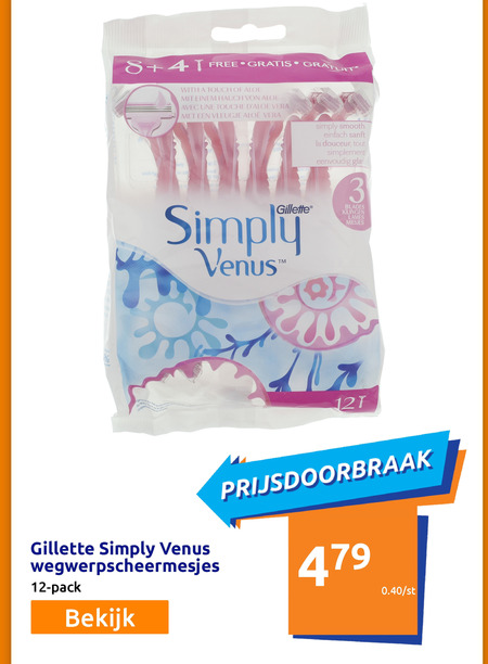 Gillette Venus   wegwerpscheermesjes folder aanbieding bij  Action - details