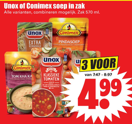 Conimex   soep folder aanbieding bij  Dirk - details