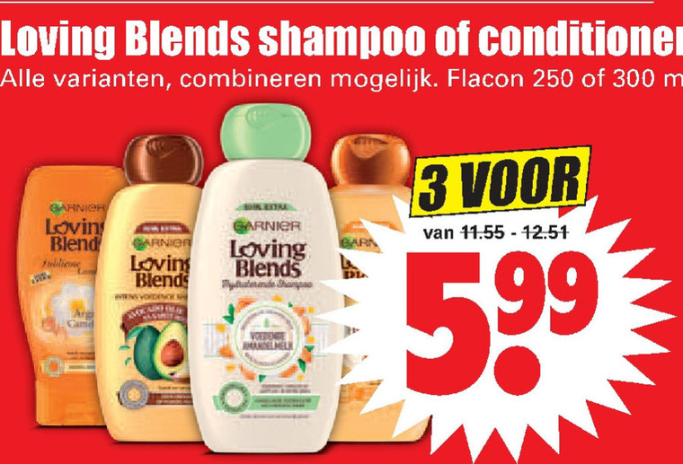 Garnier Loving Blends   shampoo, conditioner folder aanbieding bij  Dirk - details