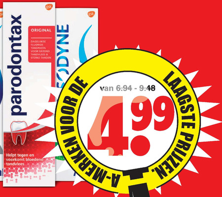 Paradontax   tandpasta folder aanbieding bij  Dirk - details