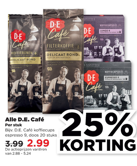 Douwe Egberts   koffiecups, koffiebonen folder aanbieding bij  Plus - details