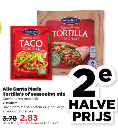 Santa Maria   maaltijdmix, tortilla folder aanbieding bij  Plus - details