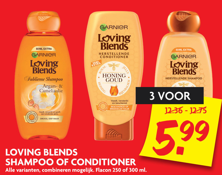 Garnier Loving Blends   shampoo, conditioner folder aanbieding bij  Dekamarkt - details