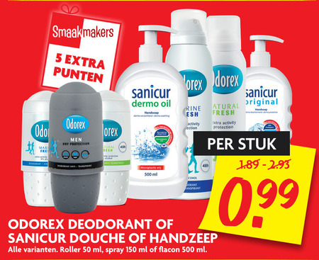 Odorex   douchegel, deodorant folder aanbieding bij  Dekamarkt - details