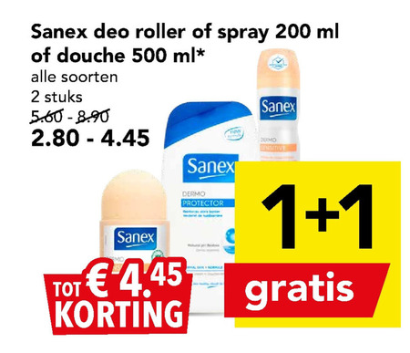 Sanex   deodorant, douchegel folder aanbieding bij  Deen - details