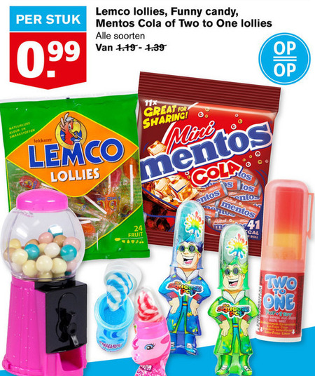 Lemco   snoep, lollie folder aanbieding bij  Hoogvliet - details