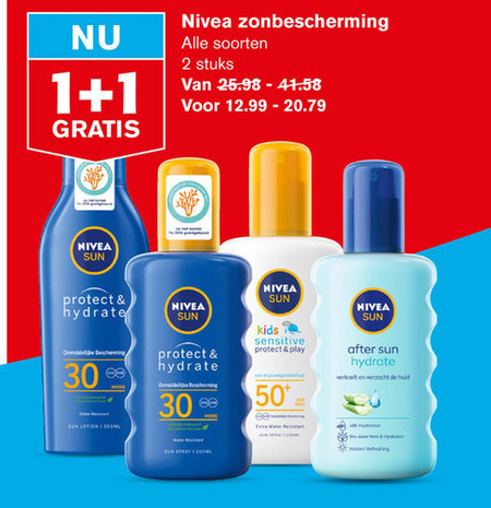 Nivea   aftersun, zonnebrandolie folder aanbieding bij  Hoogvliet - details