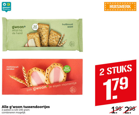 Gwoon   fruitbiscuit, melkbiscuit folder aanbieding bij  Coop - details