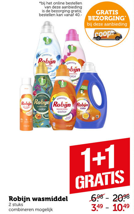 Robijn   wasmiddel folder aanbieding bij  Coop - details