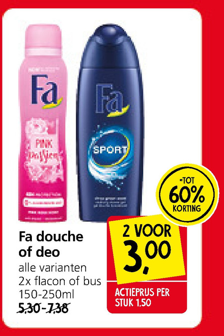 Fa   douchegel, deodorant folder aanbieding bij  Jan Linders - details