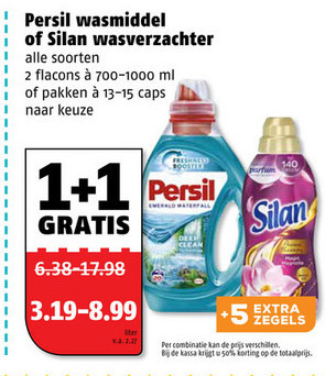 Persil   wasmiddel, wasverzachter folder aanbieding bij  Poiesz - details