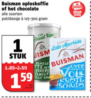 Buisman   oploskoffie, chocolademelk folder aanbieding bij  Poiesz - details