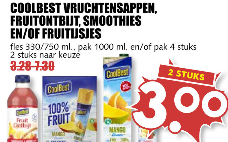 Coolbest   vruchtensap, fruitsmoothie folder aanbieding bij  MCD Supermarkt Basis - details