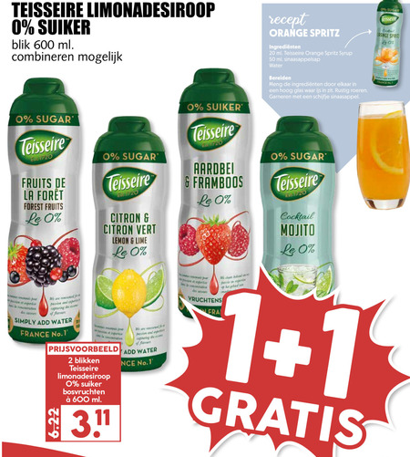 Teisseire   limonadesiroop folder aanbieding bij  MCD Supermarkt Basis - details