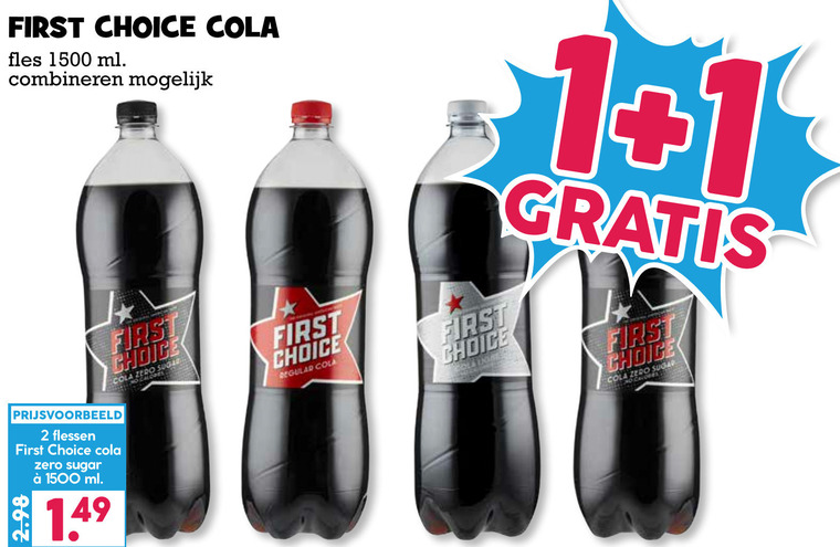 First Choice   cola folder aanbieding bij  Boons Markt - details