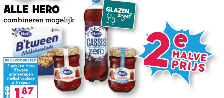 Hero   frisdrank, mueslireep folder aanbieding bij  Boons Markt - details