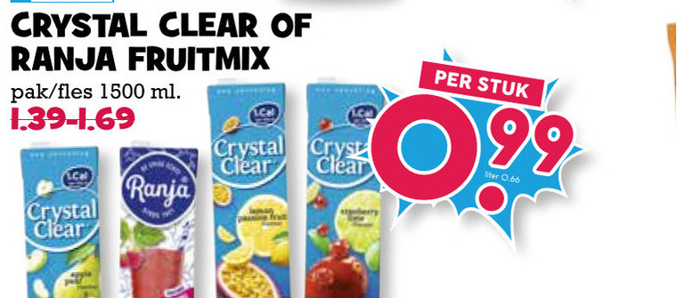 Crystal Clear   fruitdrank folder aanbieding bij  Boons Markt - details