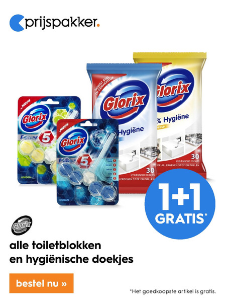 Glorix   toiletblok, vochtige schoonmaakdoekjes folder aanbieding bij  Blokker - details