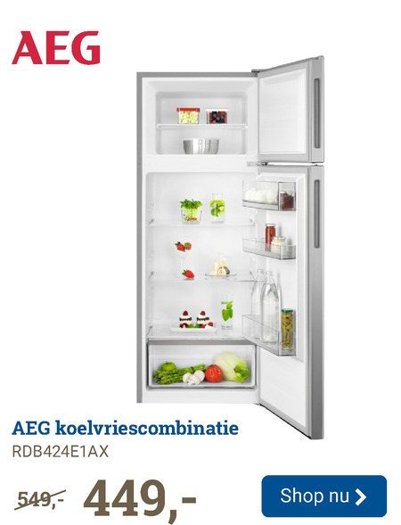 AEG   koelvriescombinatie folder aanbieding bij  BCC - details