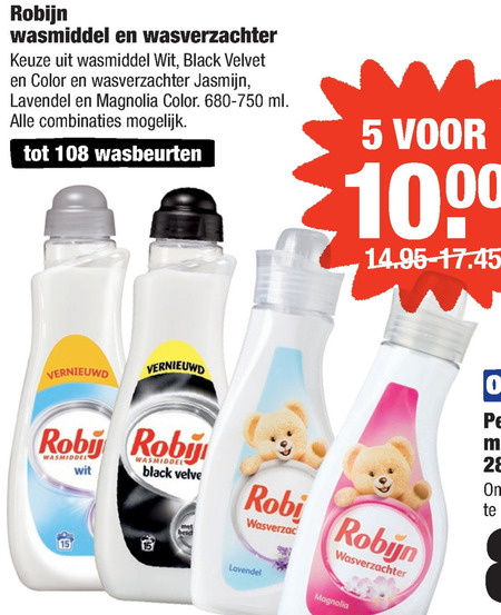 Robijn   wasmiddel, wasverzachter folder aanbieding bij  Aldi - details