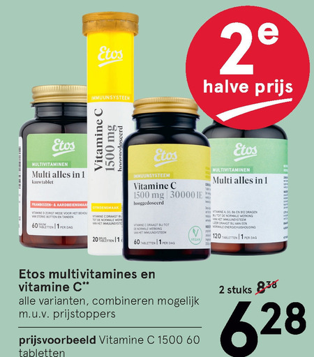 Etos Huismerk   multivitaminen, vitamine folder aanbieding bij  Etos - details