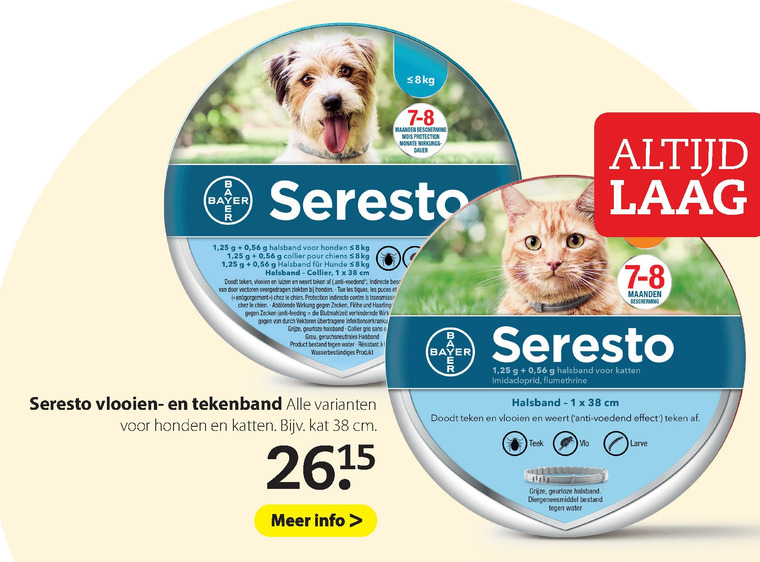 Verlengen Vel Aanbod Seresto vlooienband folder aanbieding bij Pets Place - details