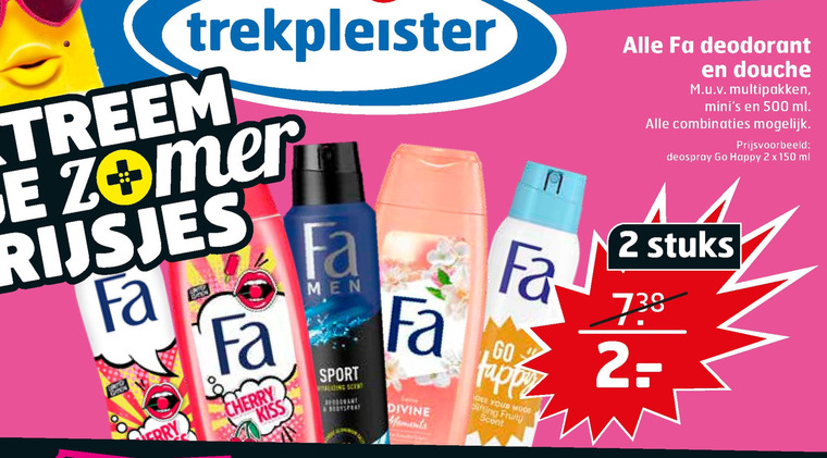 Fa   douchegel, deodorant folder aanbieding bij  Trekpleister - details