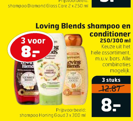 Garnier Loving Blends   shampoo, conditioner folder aanbieding bij  Trekpleister - details