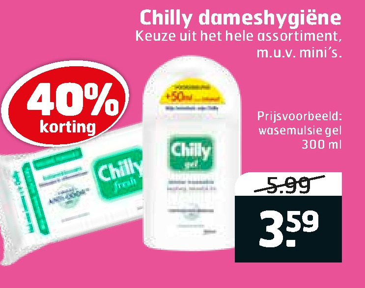 Chilly   dameshygiene folder aanbieding bij  Trekpleister - details