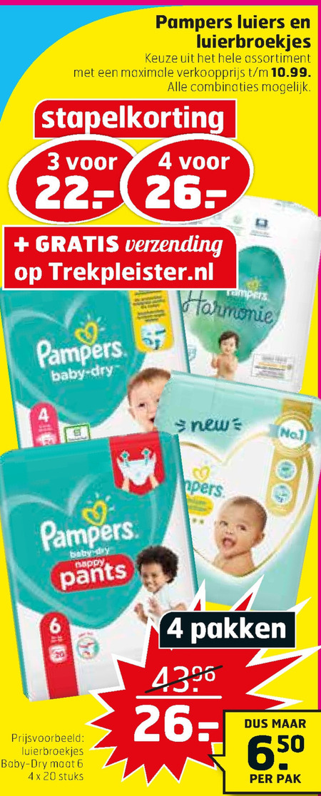 Pampers   luiers, luierbroekjes folder aanbieding bij  Trekpleister - details