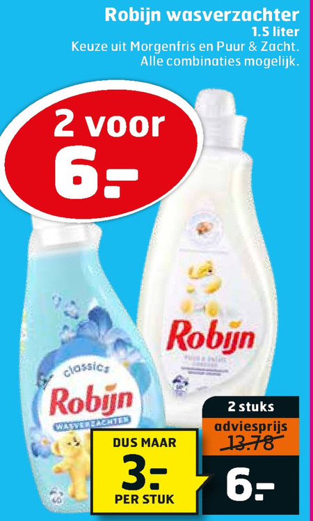 Robijn   wasverzachter folder aanbieding bij  Trekpleister - details