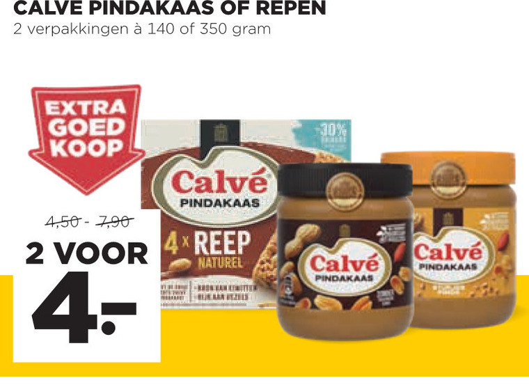 Calve   pindakaas, mueslireep folder aanbieding bij  Jumbo - details