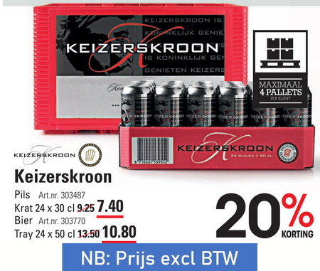 Keizerskroon   krat bier, blikje bier folder aanbieding bij  Sligro - details