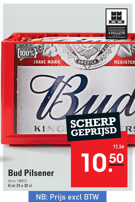 Bud   krat bier folder aanbieding bij  Sligro - details