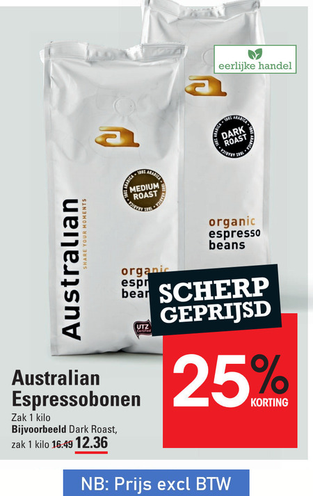 Australian   koffiebonen folder aanbieding bij  Sligro - details