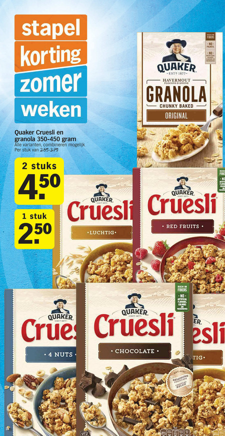 Quaker   cruesli folder aanbieding bij  Albert Heijn - details